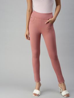 SHOWOFFFF - Women Skinny High-Rise Peach Clean Look Jeggings