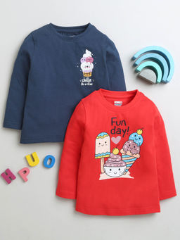 Bumzee - Multicolor Printed Full Sleeves T-Shirts (Set of 2)