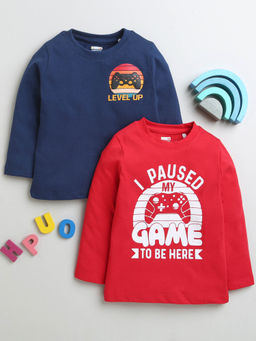 Bumzee - Multicolor Printed Full Sleeves T-Shirts (Set of 2)