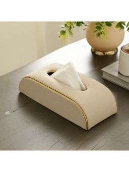 De Maison Decor - Sleek Slant Leather Tissue Box-Beige