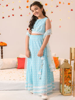 PSPeaches - Blue Lehenga Choli (Set of 3)