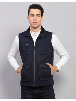 Monte Carlo - Mens Navy Blue Solid Sleeveless Jacket