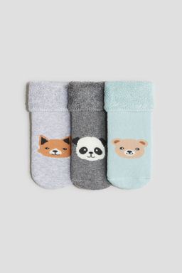 H&M - Boys Turquoise 3-Pack Terry Socks