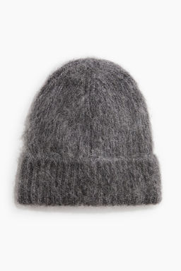 H&M - Women Grey Rib-Knit Alpaca-Blend Beanie