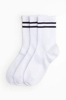 H&M - Women White 3-Pack Sports Socks With Drymove