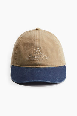 H&M - Women Beige Embroidered-Motif Twill Cap