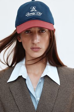 H&M - Women Blue Embroidered-Motif Twill Cap