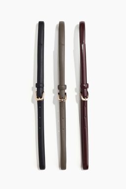 H&M - Women Black 3-Pack Narrow Belts