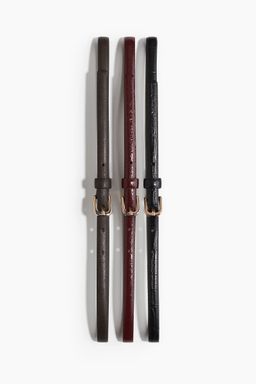 H&M - Women Brown 3-Pack Narrow Belts