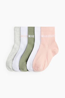 H&M - Girls White 5-Pack Sports Socks With Drymove