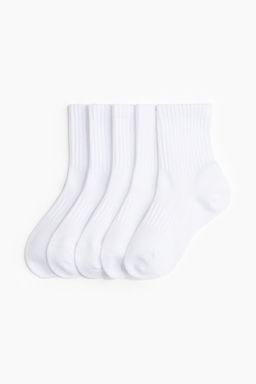 H&M - Girls White 5-Pack Sports Socks With Drymove