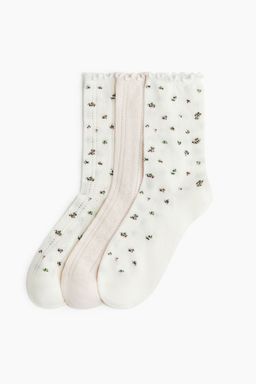H&M - Women Pink 3-Pack Pointelle-Knit Socks