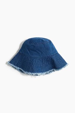 H&M - Women Blue Frayed-Edge Denim Bucket Hat