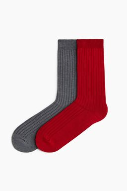 H&M - Men Red 2-Pack Bamboo Viscose-Blend Socks