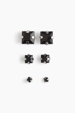 H&M - Men Black 3 Pairs Stud Earrings