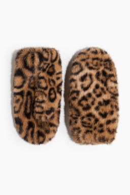 H&M - Women Beige Fluffy Mittens