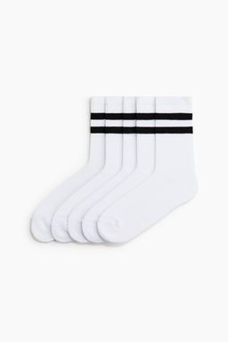 H&M - Men White 5-Pack Socks With Lycra