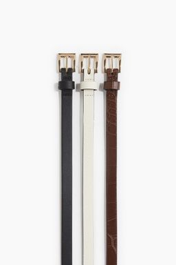 H&M - Women Brown 3-Pack Narrow Belts