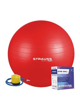 Strauss - Anti-Burst Rubber Gym Ball with Free Foot Pump Red (Set of 2)