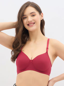 Clovia - Maroon Padded Non-Wired Full Coverage Multiway T-Shirt Bra