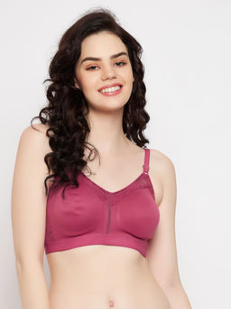Clovia - Pink Cotton Non-Padded Non-Wired Full Figure Spacer Cup T-Shirt Bra