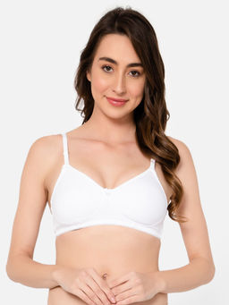 Clovia - White Cotton Non-Padded Non-Wired Full Coverage Multiway T-Shirt Bra