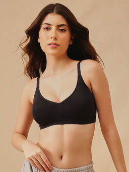 Clovia - Black Padded Non-Wired Full Coverage Full Coverage Multiway T-Shirt Bra