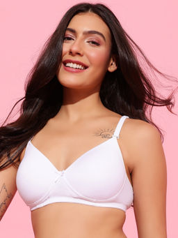 Clovia - White Padded Non-Wired Full Coverage Multiway T-Shirt Bra