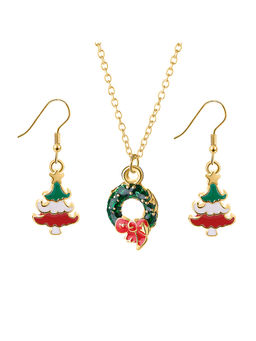 Arendelle - Christmas Wreath Pendant and Tree Earrings Set