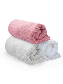 Heelium - Bamboo Hand Towel, Soft, Absorbent & Odour Free, 65x40cm, 3 Pcs, Light Grey, White, Peach