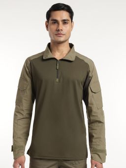 MountMiller - Men's Solid Full Sleeve Ripstop Tactical Polo T-Shirt | Anti-Odor | Moisture-Wicking | UV Protective