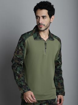 MountMiller - Men's Camouflage Full Sleeve Ripstop Tactical Polo T-Shirt |Moisture-Wicking | UV Protective