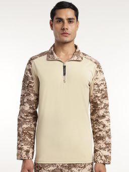 MountMiller - Men's Camouflage Full Sleeve Ripstop Tactical Polo T-Shirt |Moisture-Wicking | UV Protective