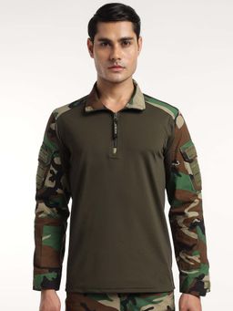 MountMiller - Men's Camouflage Full Sleeve Ripstop Tactical Polo T-Shirt |Moisture-Wicking | UV Protective