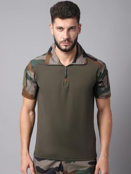 MountMiller - Men's Camouflage Half Sleeve OG Tactical Polo T-Shirt | Anti-Odor | Moisture-Wicking | UV Protective