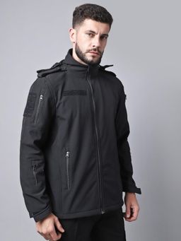 MountMiller - Men's Solid 12 Zipper SoftShell Ripstop Tactical Hooded Jacket | Multi-Pocket | Abrasion-Resistant