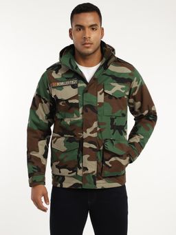 MountMiller - Men's Camouflage M65 Ripstop Field Hooded Tactical Jacket | Multi-Pocket | Abrasion-Resistant