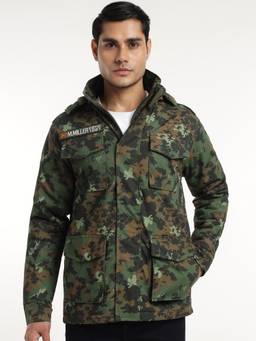 MountMiller - Men's Camouflage M65 Ripstop Field Hooded Tactical Jacket | Multi-Pocket | Abrasion-Resistant