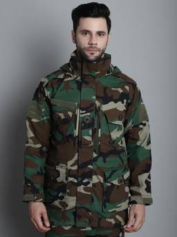 MountMiller - Men's Woodland 3Layer Tilted Pocket, windproof, water resistant, adjustable hood Cuffs Jacket