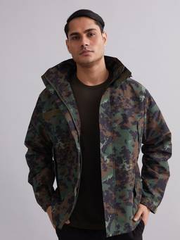 MountMiller - Men's Camouflage Airshell Hooded Tactical Wind Jacket | Water-Repellent, Multi-Pocket
