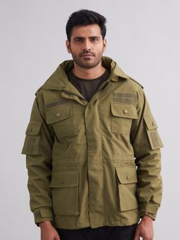 MountMiller - Men's Solid Marshall Triple-Layer Hooded Tactical Jacket | Water-Repellent, Multi-Pocket