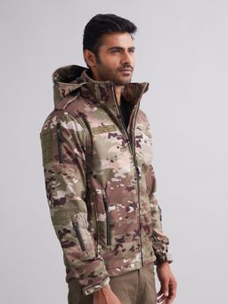 MountMiller - Men's Camouflage 12 Zipper SoftShell Ripstop Tactical Hooded Jacket | Multi-Pocket