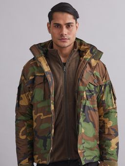 MountMiller - Men's Camouflage Woodland 3 Layer Emerger Nylon Hooded Tactical Jacket | Water-Repellent