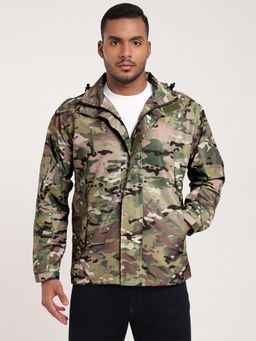 MountMiller - Men's Full Sleeve Hooded Neck Multicam Water-Repellent Wind Hoodie