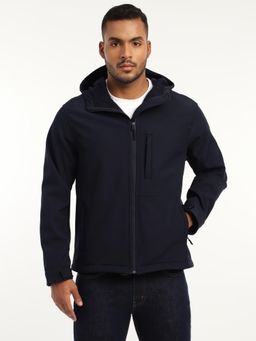 MountMiller - Men's Full Sleeve Hooded Neck Navy DWR Tactical Softshell Jacket