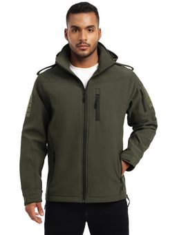 MountMiller - Men's Full Sleeve Hooded Neck Olive Green Falcon X9 Ripstop Lycra Hoodie