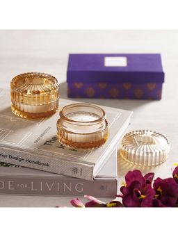 Pure Home + Living - Gold-Toned Glass Jar with Wax (Set of 2)