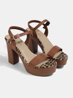 Lemon & Pepper - Block Sandal Heels Tan