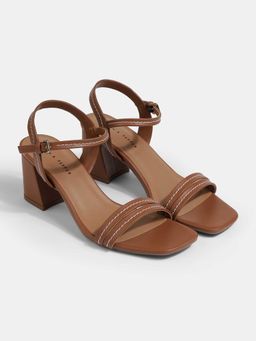 Lemon & Pepper - Block Sandal Heels Tan