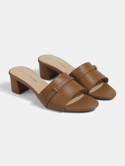 Lemon & Pepper - Block Sandal Heels Tan